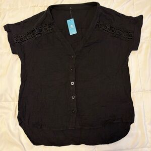 Black Button-Up Women's Top